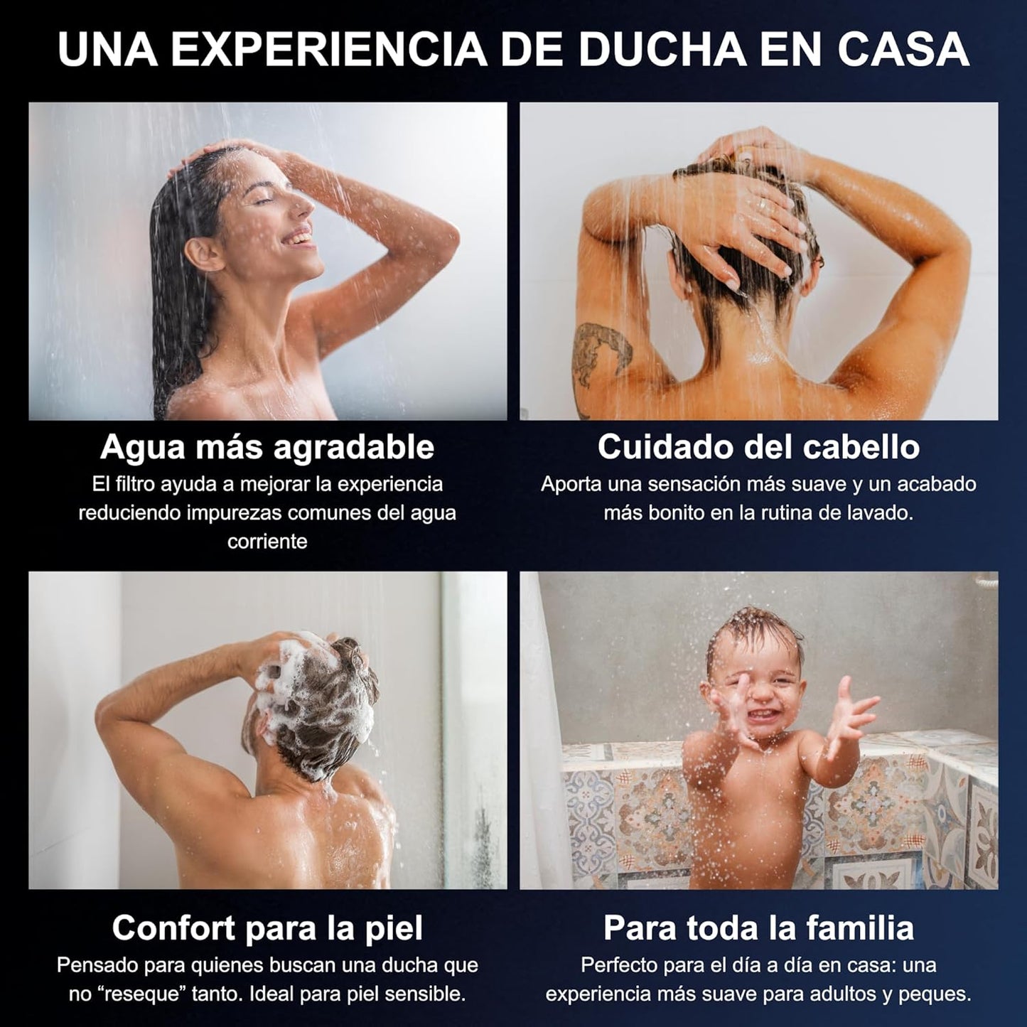 Alcachofa de ducha 360°con Filtro y Alta Prisión